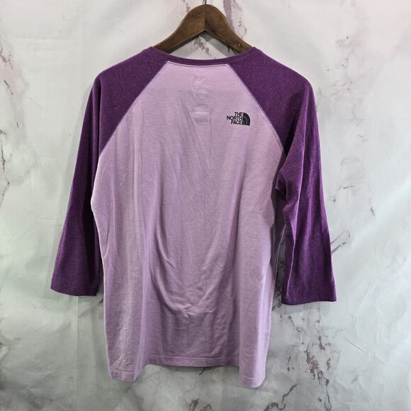 The North Face T Shirt Womens Large Purple Raglan Long Sleeve Never Stop - Picture 5 of 11